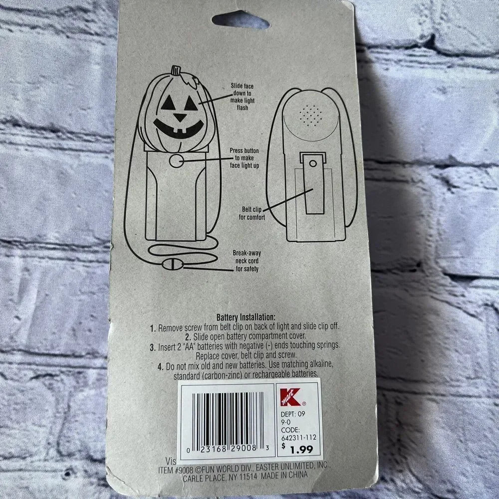 Vintage Rare 1990's Blinking Pumpkin Halloween Trick or Treat ‎ Saftey Light